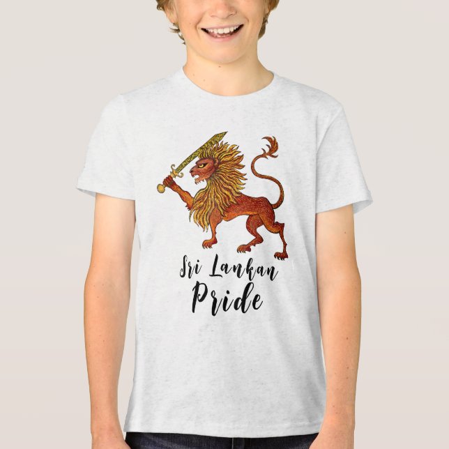 Löwe der sri-lankischen Flagge Tri-Blend Shirt (Vorderseite)