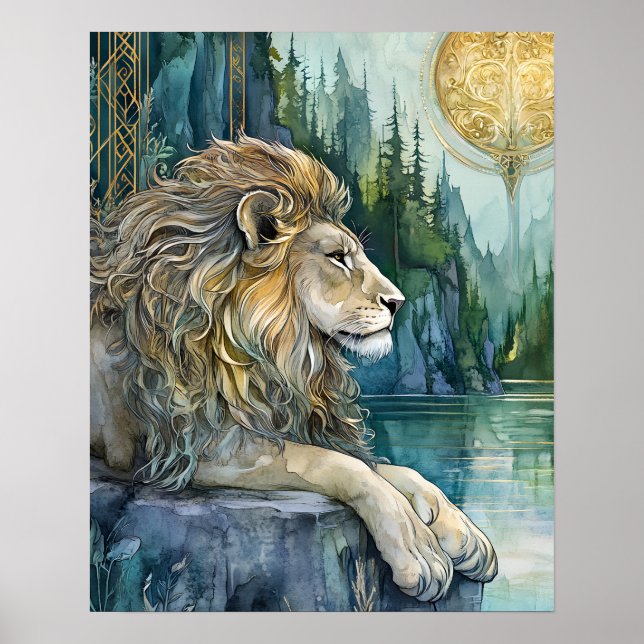 Löwe des verzauberten Reiches Fantasy-Kunst  Poster (Vorne)