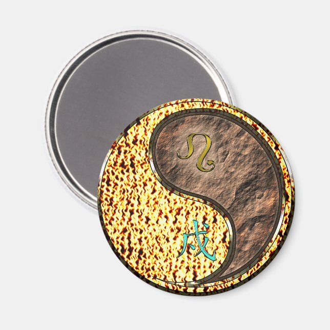 Löwe & Erdhund Magnet (Vorderseite/Rückseite)