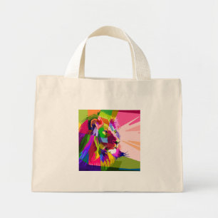 Löwe Farbige Prismatische Pop-Art-Gestaltung-62501 Mini Stoffbeutel