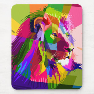 Löwe Farbige Prismatische Pop-Art-Gestaltung-62501 Mousepad
