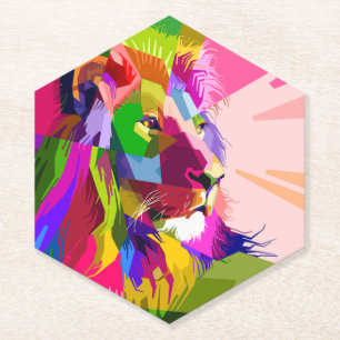 Löwe Farbige Prismatische Pop-Art-Gestaltung-62501 Untersetzer