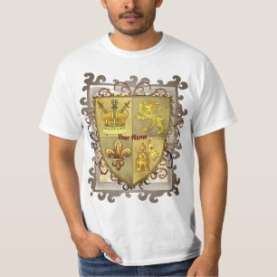 Löwe Fleur De Lis Schild Nachname T-Shirt