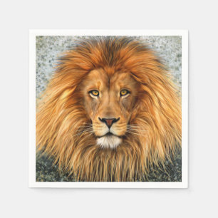 Löwe-Fotografie-Farben-Kunstbild Serviette
