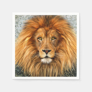 Löwe-Fotografie-Farben-Kunstbild Serviette