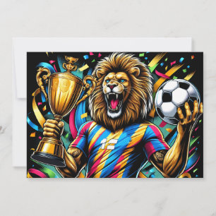 Löwe Fußballmeister-Trophäe Fußball Sieg Feiertagskarte