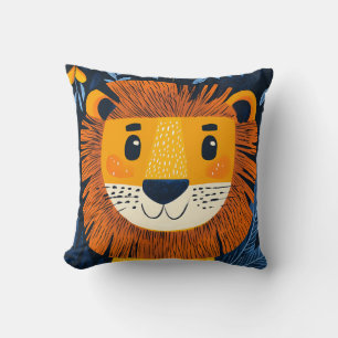 Löwe Gelb Orange Blau Kinder Safari Kinderzimmer Kissen