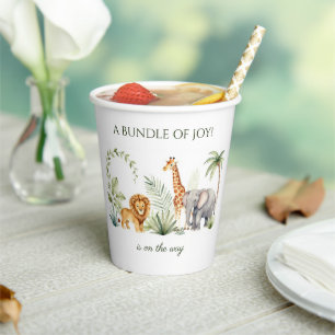 Löwe, Giraffe und Elefant Dschungel-Thema Pappbecher
