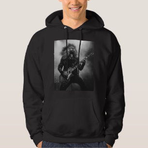 Löwe-Gitarrist-Konzert-Hoodie Schwarz und Weiß Hoodie