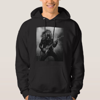Löwe-Gitarrist-Konzert-Hoodie Schwarz und Weiß Hoodie