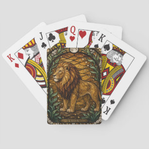 Löwe Golden Savanna Illumina Buntglas Spielkarten