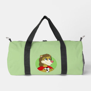 Löwe hält Fußball-Cartoon Duffle Bag
