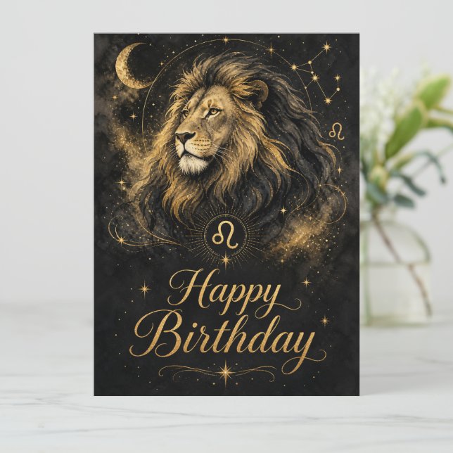 Löwe Happy Birthday Sternzeichen Design (Stehend Vorderseite)