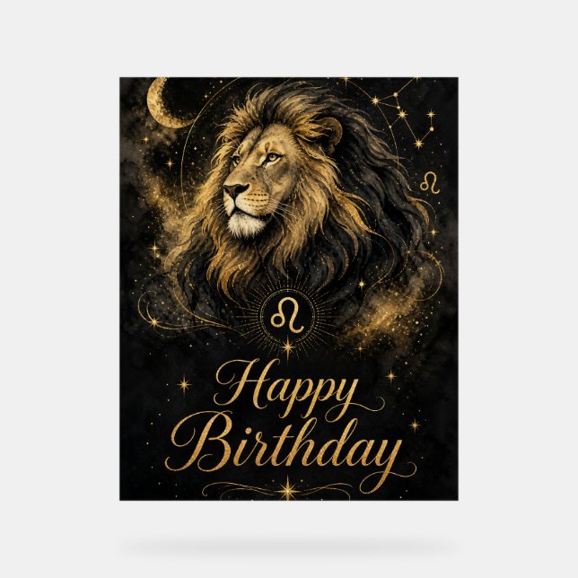 Löwe Happy Birthday Sternzeichen Design Acrylschild (Vorderseite)