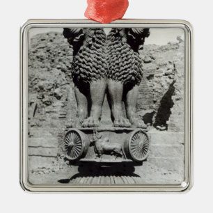 Löwe-Hauptstadt von der Säule des Kaisers Ashoka Ornament Aus Metall