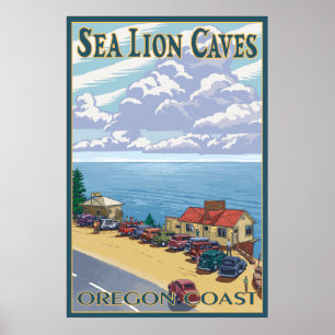 Löwe-Höhlen Oregons - Meer Poster