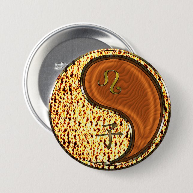 Löwe & Holzohrat Button (Vorne & Hinten)