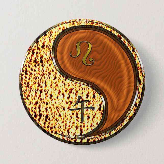 Löwe & Holzpferd Button (Vorderseite)
