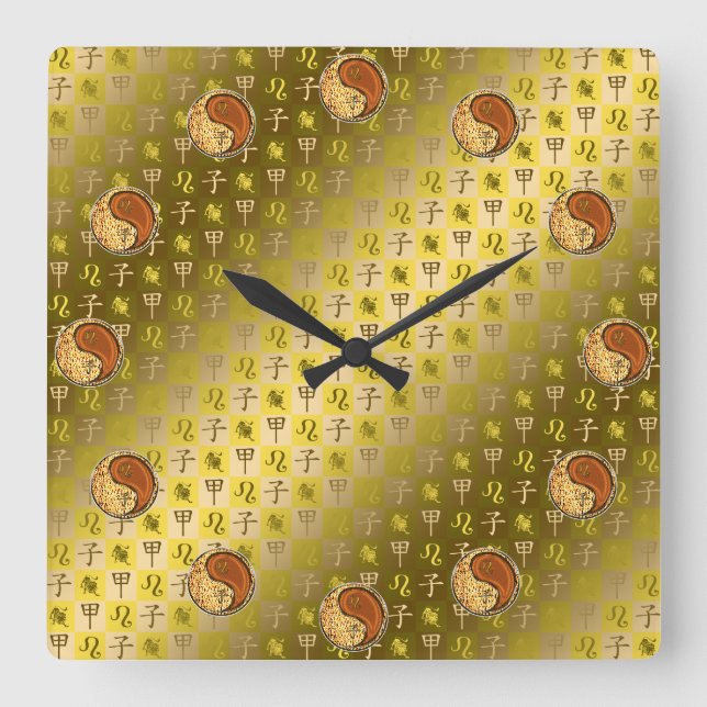 Löwe & Holzratte Quadratische Wanduhr (Vorderseite)