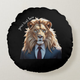Löwe im Anzug Rundes Kissen