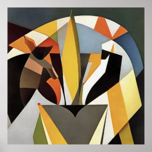 Löwe im geometrischen Abstrakten Kunststil Poster