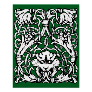 Löwe im Knotenwerkstil aus dem frühen 20. Jahrhund Poster