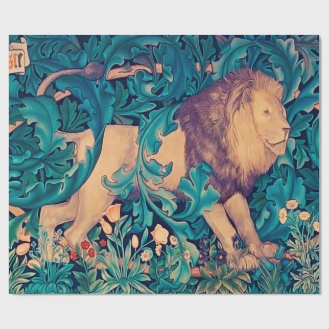 Löwe im Wald, William Morris Geschenkpapier (Flach)