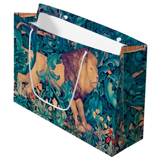 Löwe im Wald, William Morris große Geschenktasche Große Geschenktüte (Vorderseite Schrägansicht)
