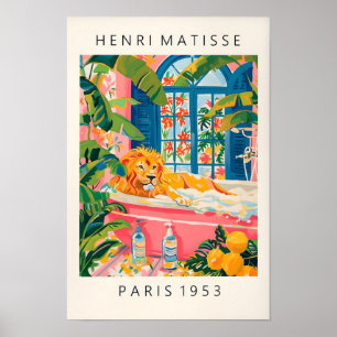 Löwe-In-Badewanne-Poster, Matisse-Poster, Rosa Bad Poster