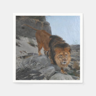 Löwe in den Bergen (von Richard Friese) Serviette
