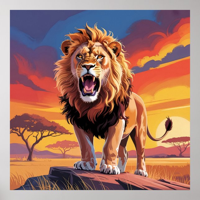 Löwe in der Wildnis Poster (Vorne)