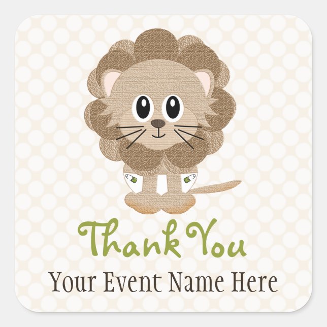 Löwe in Diapers favorisieren Label-Aufkleber Quadratischer Aufkleber (Vorderseite)