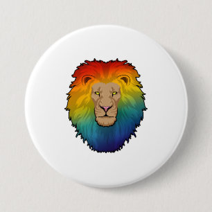 Löwe in Regenbogenfarben Button