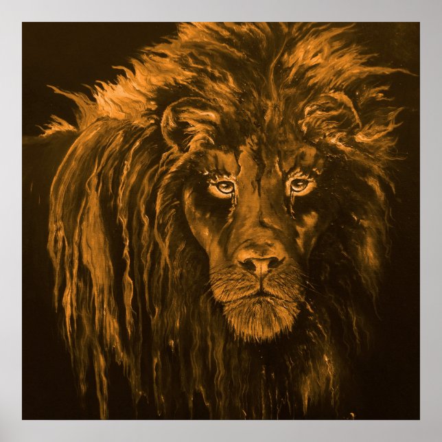Löwe in Sepia Poster (Vorne)