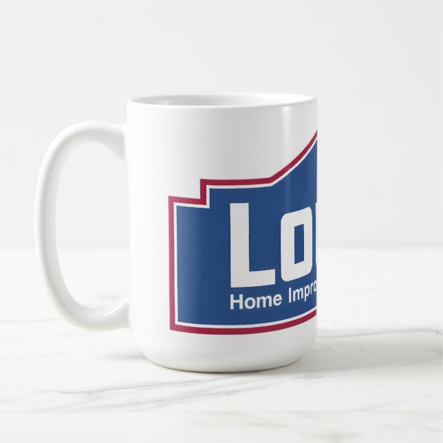 Lowe ist das Zuhause-Verbesserungsdepot-Bekleidung Kaffeetasse (Links)