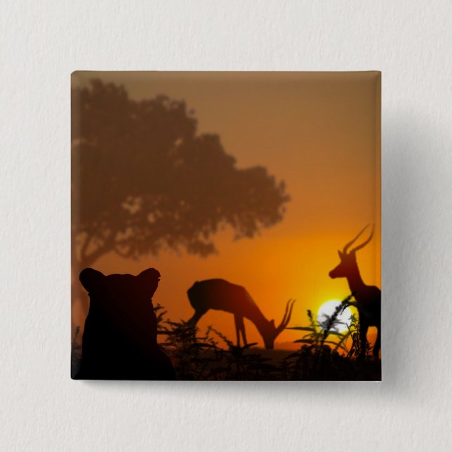 Löwe-Jagd Button (Vorderseite)