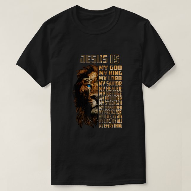 Löwe Jesus ist mein Gott Mein König Mein Herr, mei T-Shirt (Design vorne)