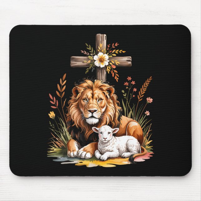 Löwe Juda Lamm Gott Christlicher Glaube Design Mousepad (Vorne)