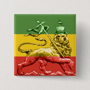 Löwe Judah Rasta Reggae-Farben Button