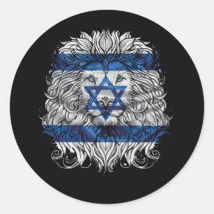 Löwe jüdischer Stolz Israel Flagge Jerusalem H Runder Aufkleber