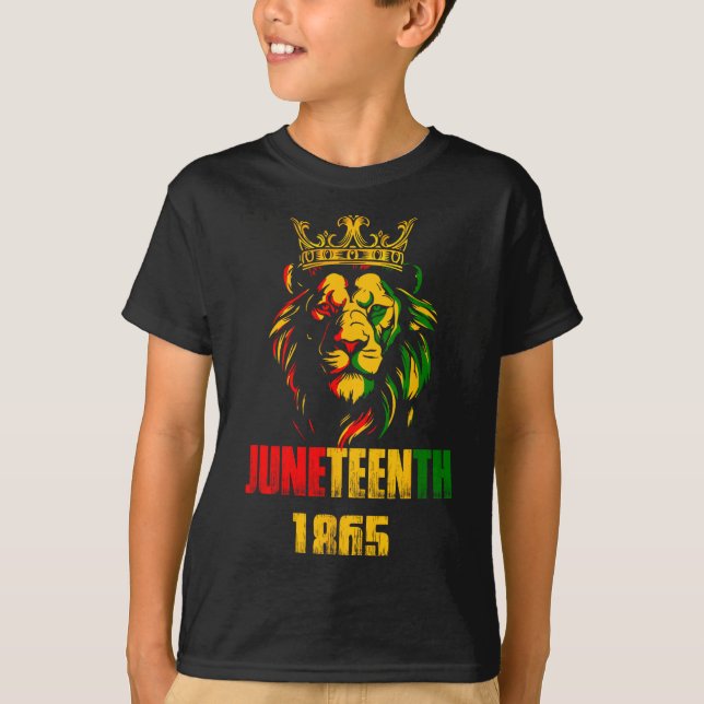 Löwe Juneteenth cool 1865 Freiheit afrikanisch Jun T-Shirt (Vorderseite)