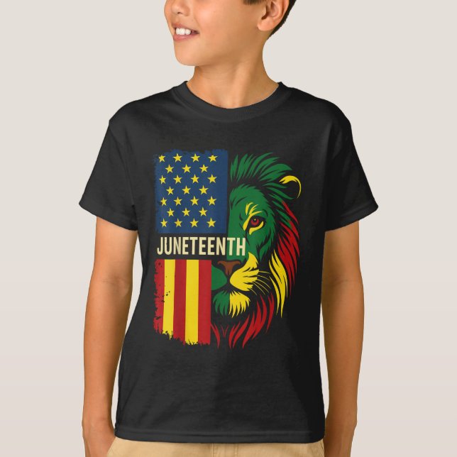 Löwe Juneteenth Cool Schwarze Geschichte Afrikanis T-Shirt (Vorderseite)