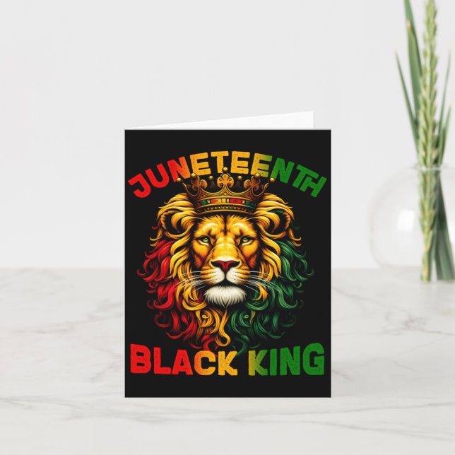 Löwe Juneteenth schwarzer König Melanin Vatertag t Karte (Vorderseite)