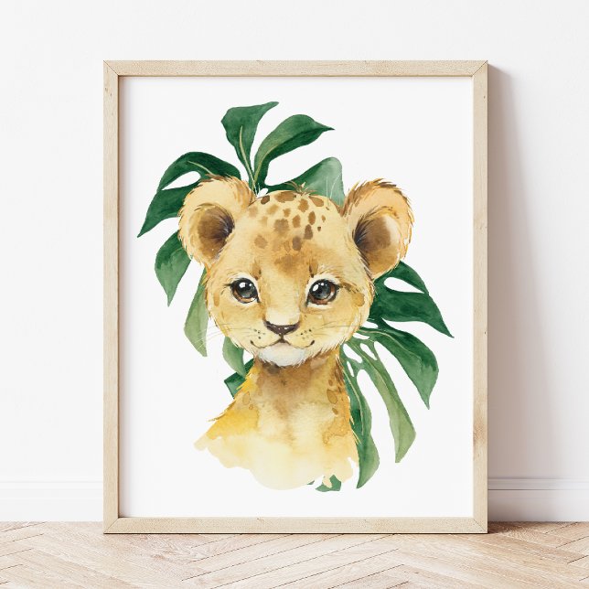Löwe, Jungle Animals, Safari-Tiere, Palm-Blätter Poster (Von Creator hochgeladen)