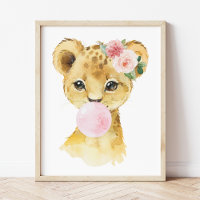 Löwe, Jungle Safari, Rosa Bläschen, Girl-Kinderzim