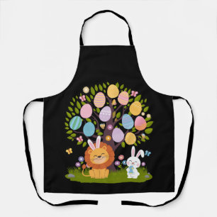 Löwe Kaninchen Ostern Süß Baum Jagd Eier Schürze
