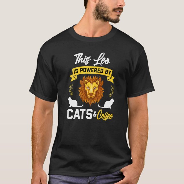 Löwe  Katze  Kaffee  Horoskop Sternzeichen T-Shirt (Vorderseite)