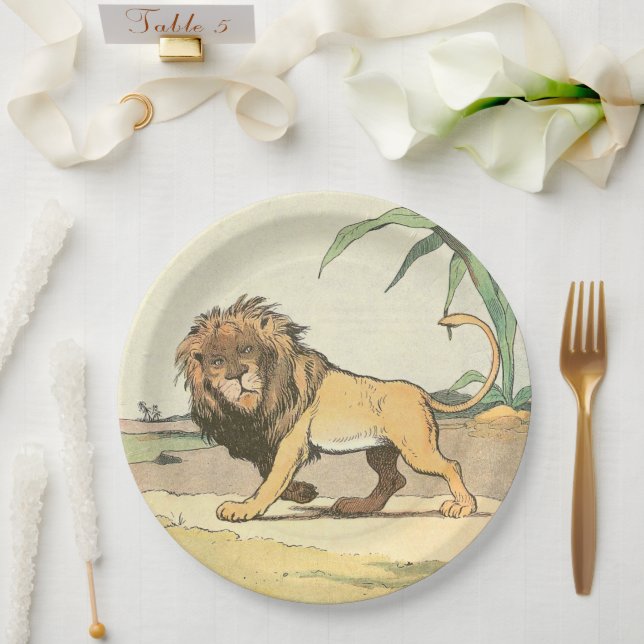 Löwe, König des Dschungels Pappteller (Hochzeit)