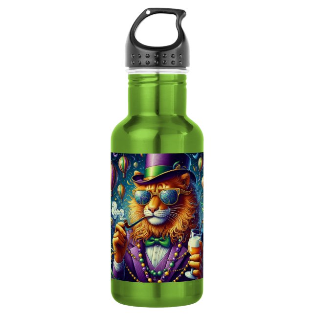 Löwe/Louisiana Mardi Gras  Edelstahlflasche (Vorderseite)