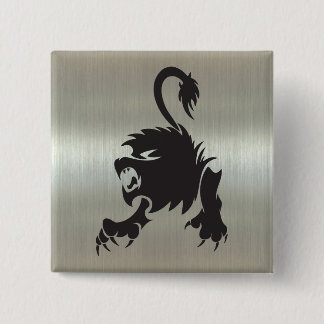 Löwe-Löwe-Silhouette auf metallischem Effekt Button
